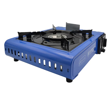 Camping kooktoestel 1 pit   Camping Gasstel met draagkoffer blauw Draagbaar Gasfornuis