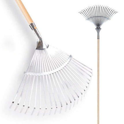 Verstelbare gazonhark van Synx Tools met 150 cm steel en 22 verenstalen tanden
