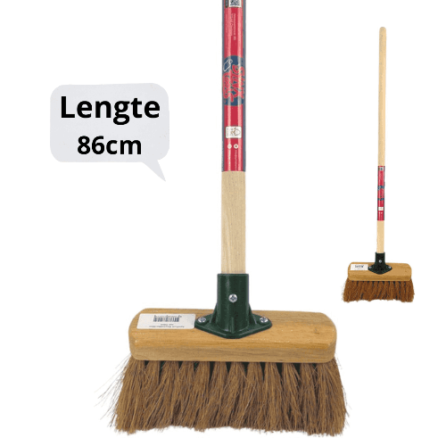 Synx Tools Junior Kinderbezem Cocos Bezem - Bezems / Zaalveger - Buitenspeelgoed - tuinierspeelgoed - Schepjes - Kinderen - Met houten Steel 86cm