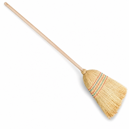 Synx Tools mixstrobezem en strobezem met houten steel van 134 cm, 26 cm brede stalbezem voor hooi en stro