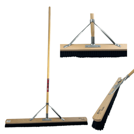 Synx Tools Zaalveger 100cm Paardenhaar - Zachte bezem - bezems - Met Steel 150cm