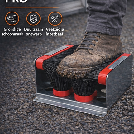 Synx Tools schoenborstel Pro 4 Borstels - voetenveger - Schoenenveger - 4 Bezems - borstel schoenen