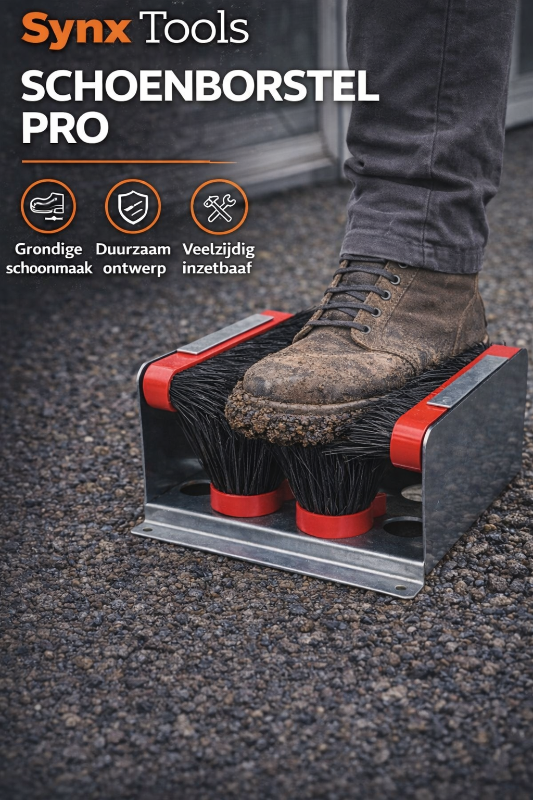 Synx Tools schoenborstel Pro 4 Borstels - voetenveger - Schoenenveger - 4 Bezems - borstel schoenen