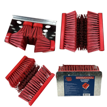 Detail van de borstelharen van de Synx Synx Tools voetenveger voor effectief schoonmaken van laarzen en schoenen