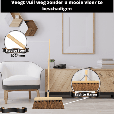 Synx Tools Coco Bezem binnen 30 cm - Met steel 130cm