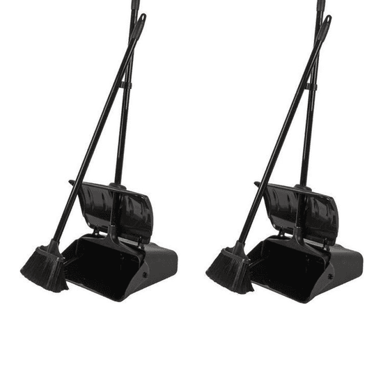 2x Synx Tools Luxe Stoffer en Blik Zwart - Automatische Opvangblik - 108x34x18 cm