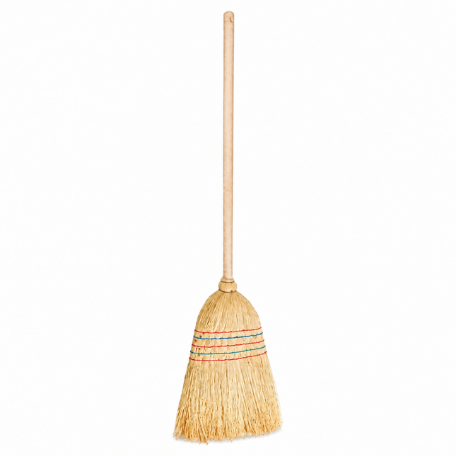 Synx Tools mixstrobezem en strobezem met houten steel van 134 cm, 26 cm brede stalbezem voor hooi en stro