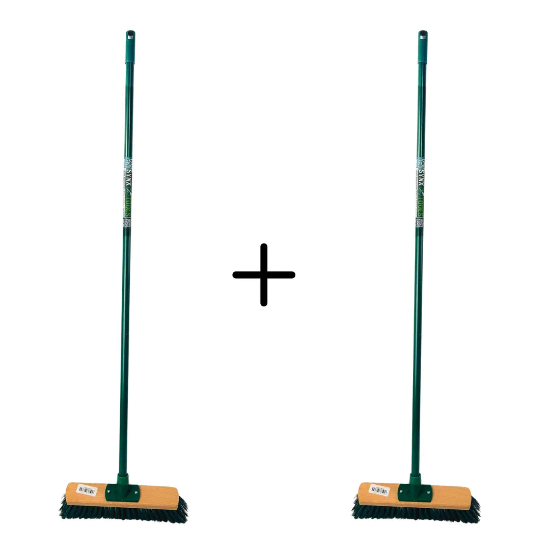 Set van 2 Synx Tools buitenbezems met 117 cm steel en 30 cm brede kop
