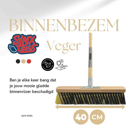 Rechte Schoffel 20cm en X Bezem 40cm La Crema Binnenbezem -Schoffel Steel met Hilt