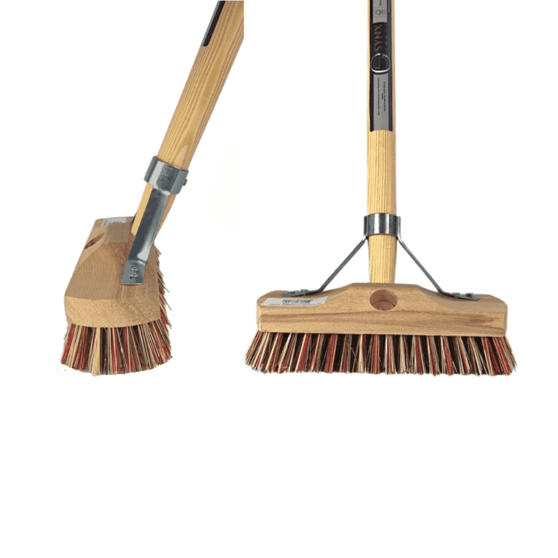 Synx Tools Union Luiwagen mix Nylon extra hard 22cm - Tegel Bezem Schrobber- Bezemsteel - Schoonmaakbezem - Schrobborstels - Bezems Met Steel 150 cm