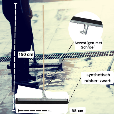 Synx Tools Vloertrekker Met Steel  35 cm 150cm - Watertrekker - Dweilen - vloerwisser - Schoonmaakartikelen - Vloermop / Vloerreiniger