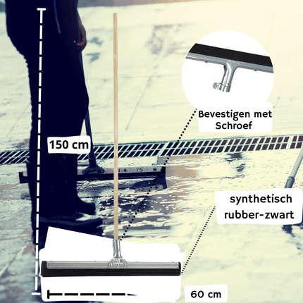 Synx Tools Vloertrekker 60cm Met steel 150cm -Vloerwisser - watertrekker