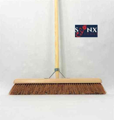 Synx Tools Zaalveger - Cocos 60 cm - Zachte Bezem - Veger - Tuin - Binnen Bezem Cocosharen - Zachte bezems met steel 150cm