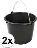 Synx Tools 2X Bouwemmer 12L Zwart - Bouwartikelen - Schoonmaakemmers - Klusemmer