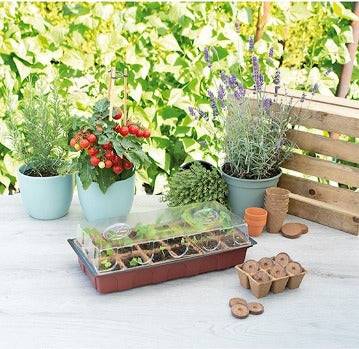 SOGO Kweekkas voor Vensterbank incl. 18 Turfpotjes - Compact en Compleet Kweken - 11x19x39cm