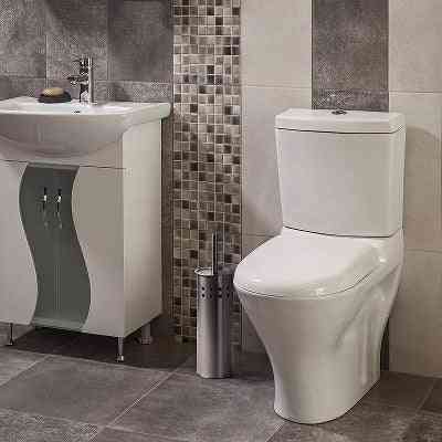 Toiletborstelhouder van Roestvrij Staal Premium 1x RVS Toiletborstel met Houder Set