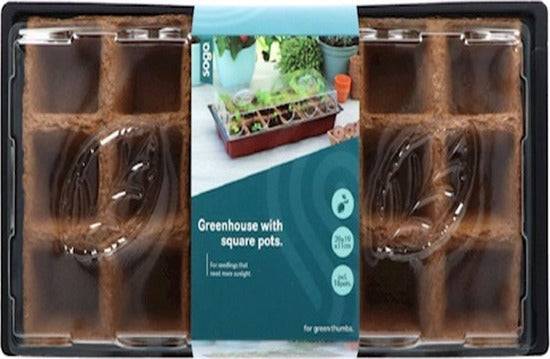 SOGO Kweekkas voor Vensterbank incl. 18 Turfpotjes - Compact en Compleet Kweken - 11x19x39cm