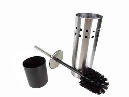 Premium 2x RVS Toiletborstel met Houder Set + Gratis Kunststof Inzetbakje – 35x10cm