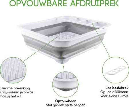 nklapbaar Afdruiprek - Compact Afwasrek met Bestekrekje