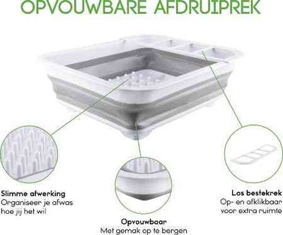 nklapbaar Afdruiprek - Compact Afwasrek met Bestekrekje