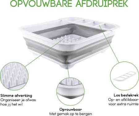 nklapbaar Afdruiprek - Compact Afwasrek met Bestekrekje
