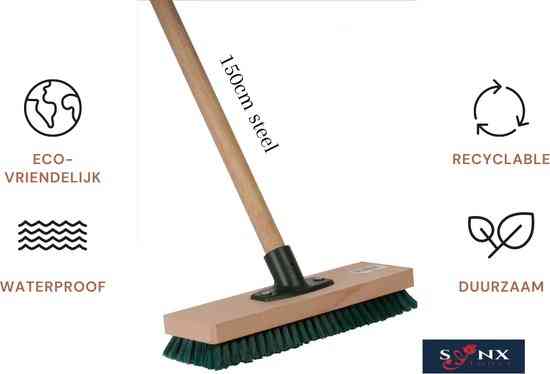 Synx Tools Tegelborstel - Mosbezem - Bezem - Mos - Onkruidborstel - Harde Borstel- Bezem met steel 150cm