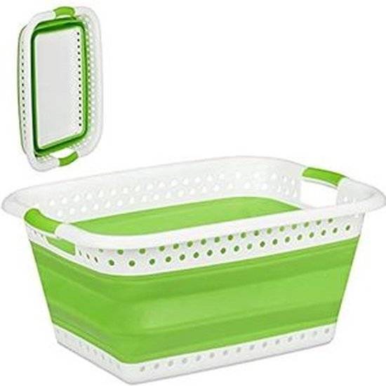 Synx Tools Wasmand Opvouwbaar Groen Siliconen Emmer met gaten - Opbergmand -Inklapbare Teil Voor Wasgoed - Laundry Basket