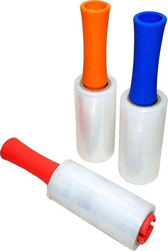 3x Stretchfolie Wikkelfolie Handvat Afroller 750 cm x 14 cm