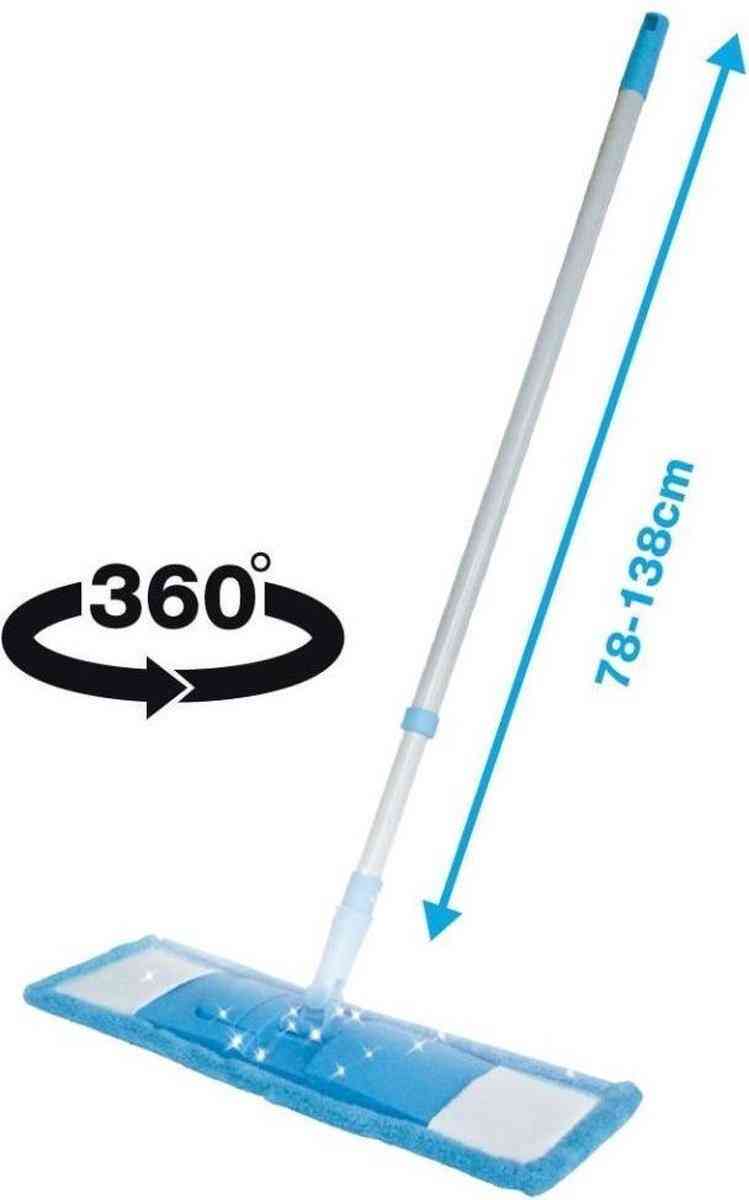 2Clean Vloerwisser Aluminium - Microvezel Doek - 78-138 cm