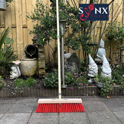Synx Tools Straatbezem Nylon Rood 50 cm - Harde bezem - veger - Incl. bezemteel 150 cm