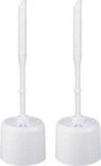 2x Toiletborstel Kunststof - Toiletborstelhouder - Wit - 10.5x33x6 cm