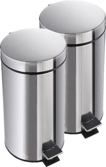 3x RVS Pedaalemmers 5L - Kleine Prullenbakken