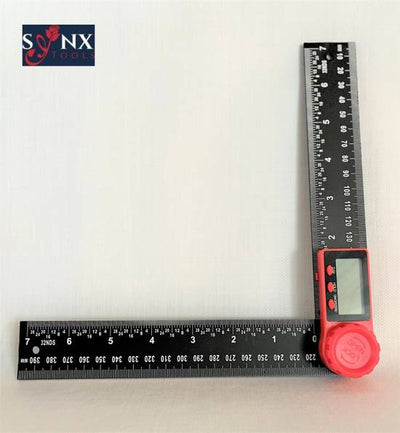 Synx Tools Winkelhaak Zwaaihaak Instelbare Zweihaak digitaal Digitale Blokhaak Hoekwaterpas Incl. Batterij 200mm