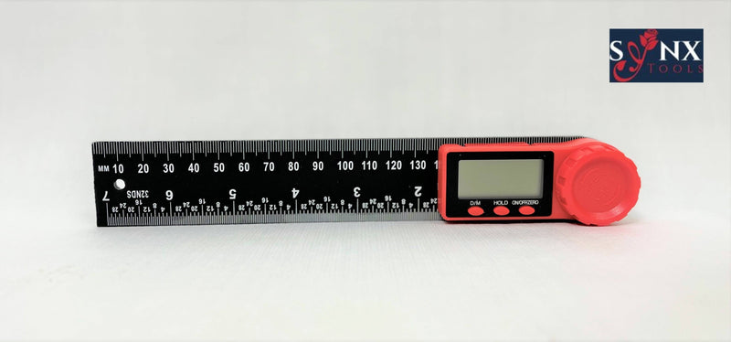 Synx Tools Winkelhaak Zwaaihaak Instelbare Zweihaak digitaal Digitale Blokhaak Hoekwaterpas Incl. Batterij 200mm