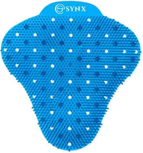 Blauwe urinoirrooster met mintgeur van synx tools