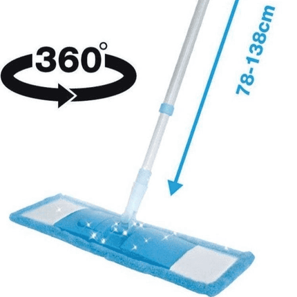 2Clean Vloerwisser Aluminium - Microvezel Doek - 78-138 cm