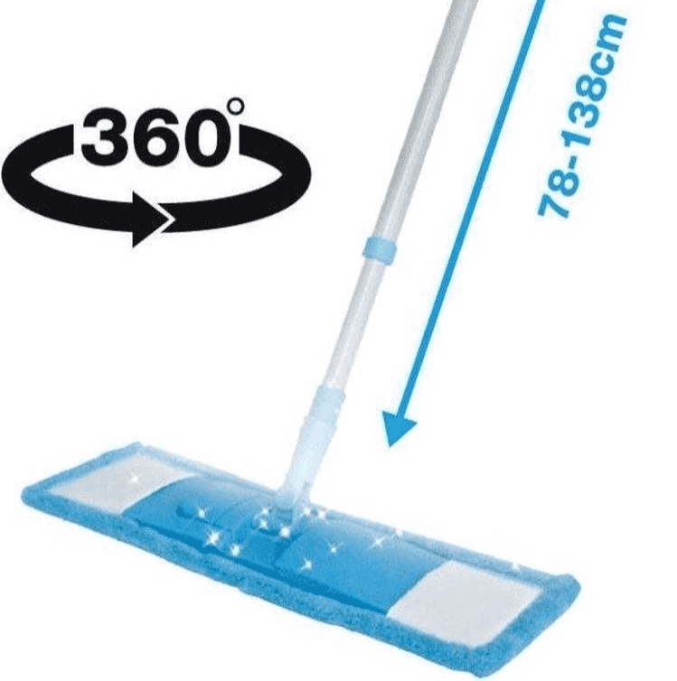 2Clean Vloerwisser Aluminium - Microvezel Doek - 78-138 cm